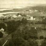 The town of Broadwater, circa 1930, as seen from the Hog Island Lighthouse.  
Photo courtesy Yvonne Widgeon.